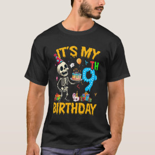 Camiseta É a minha 9ª Festa de aniversário do esqueleto de
