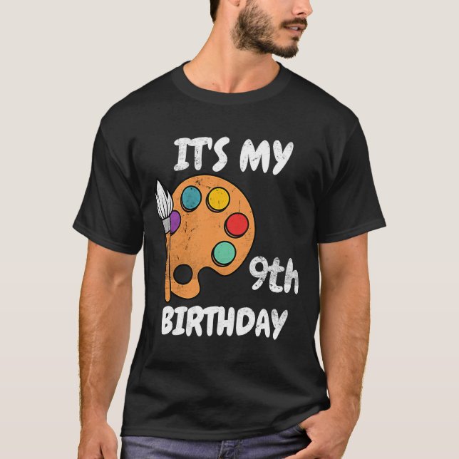 Camiseta É a minha 9ª pintura de aniversário de 9 anos mulh (Frente)