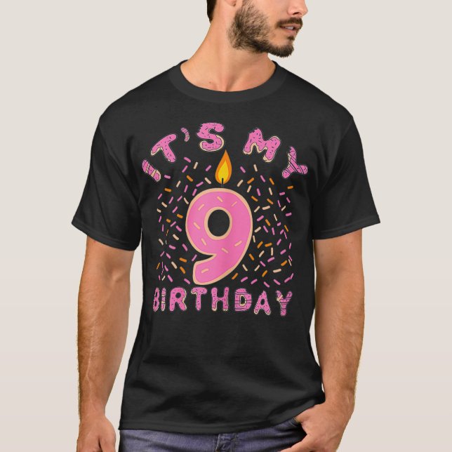 Camiseta É A Minha 9ª Rosquinha De Aniversário De 9 Anos (Frente)