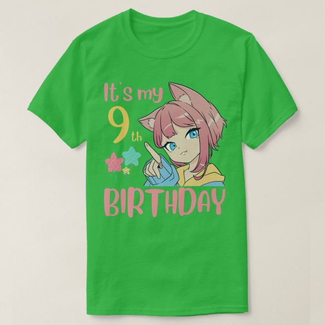 Camiseta É a minha garota de aniversário de 9 anos de anive (Frente do Design)