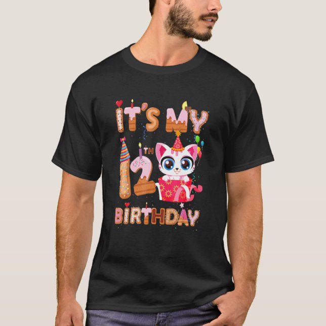Camiseta É A Minha Gata De Aniversário De 12H, Aniversário  (Frente)