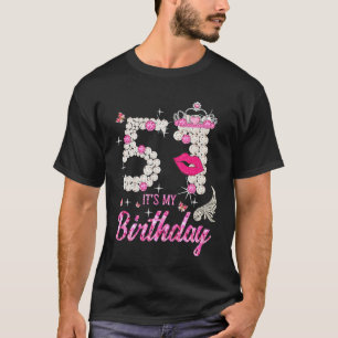 Camiseta É a minha rainha de aniversário de 51 ruas de 51 a