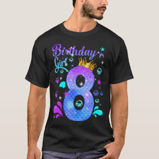 Camiseta É A Minha Sereia Do 8º Bday Engraçada Garotas De A