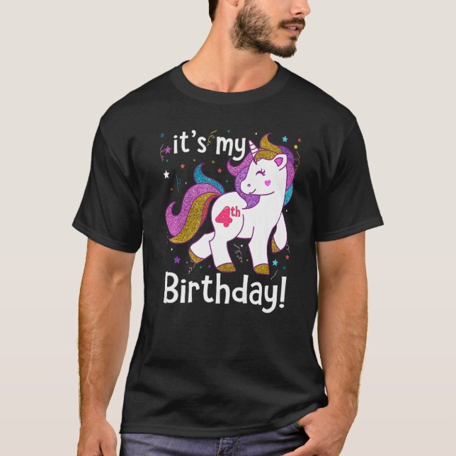 Camiseta É a princesa de quarto aniversário Unicorn de 4 an (Frente)