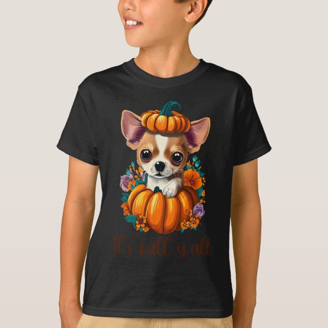 Camiseta É A Queda de Pumpkin Chihuahua Hallo (Frente)