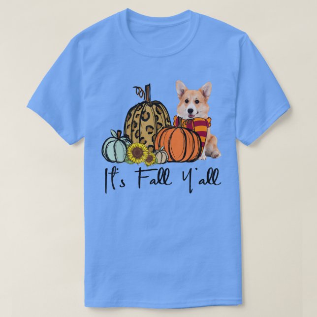 Camiseta É a Queda de todos Corgi Leopard Pumpkin Girassol (Frente do Design)