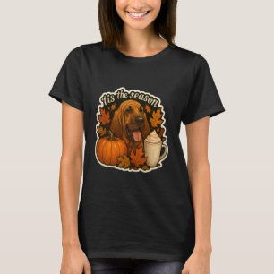 Camiseta É a Temporada Bloodhound Cão Outono Abóbora