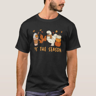 Camiseta É a Temporada de Frango de Seda Mãe Outono Abóbora