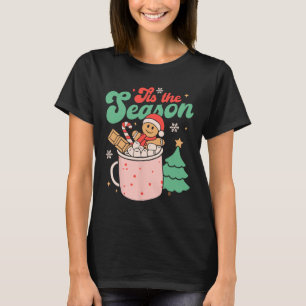 Camiseta É a Temporada de Natal Cacau Quente Biscoito de Ge
