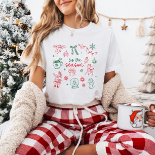 Camiseta É a Temporada Ícones de Natal Desenhados à Mão