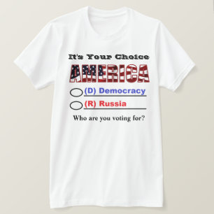 Camiseta É a tua AMÉRICA. Em Quem Você Está Votando?