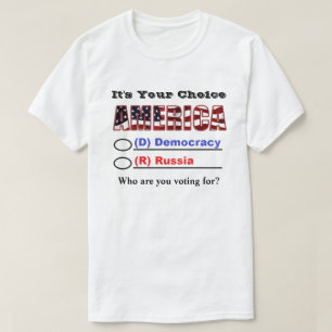 Camiseta É a tua AMÉRICA. Em Quem Você Está Votando?