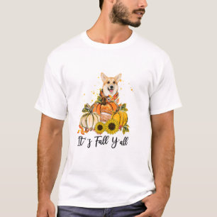 Camiseta É Ação de Graças de Corgi Pumpkin no outono
