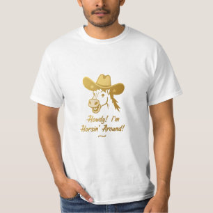 Camiseta E aí! Estou Cavalgando Por aí – Chapéu de Cowboy d