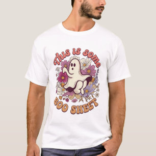 Camiseta É Alguma Folha de Boo Fantasma Flores Retro_1