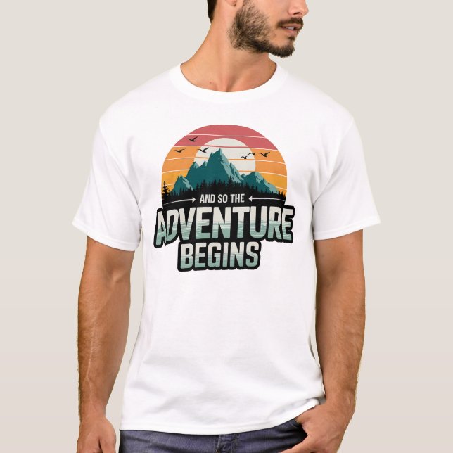 Camiseta E assim a aventura começa em cores vibrantes (Frente)