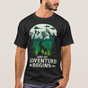 Camiseta E Assim Começa a Aventura Camping Veado Vintage  