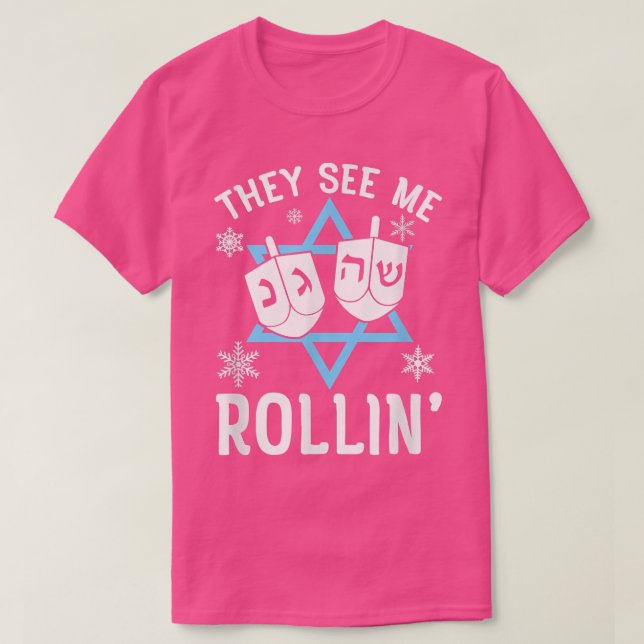Camiseta É Assim Que Eu Rolo Hanukkah Dab Dreidel Chanukah (Frente do Design)