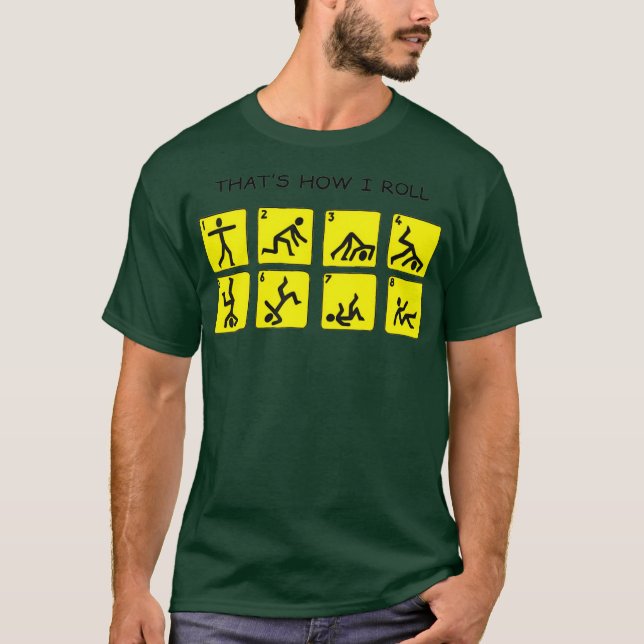 Camiseta É assim que eu rolo o adesivo figura do Stickman D (Frente)