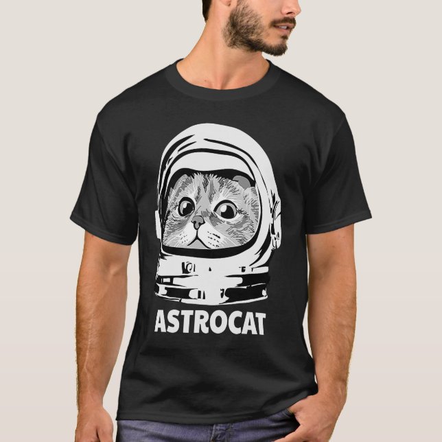 Camiseta E Astronauta De Gato Astrogata E Bonita, Acessível (Frente)