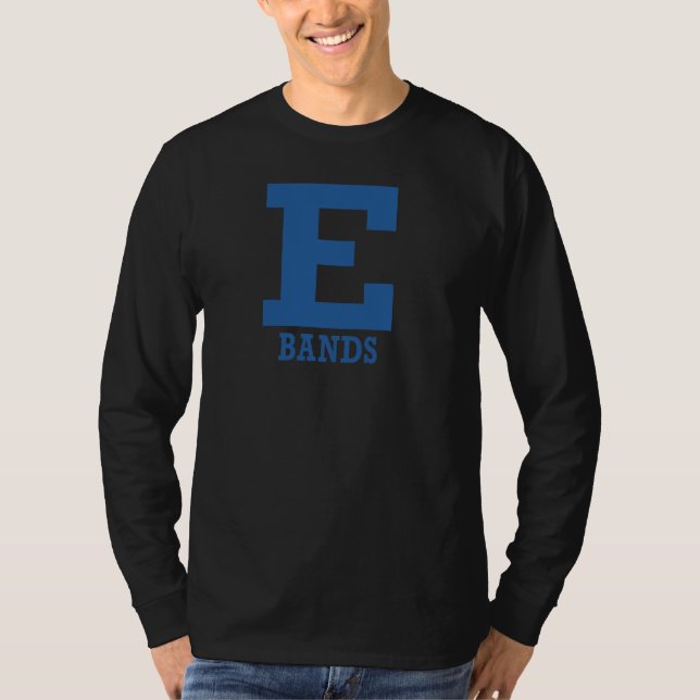 Camiseta E-Banda Mens/Mulheres Leve Preta Longa (Frente)