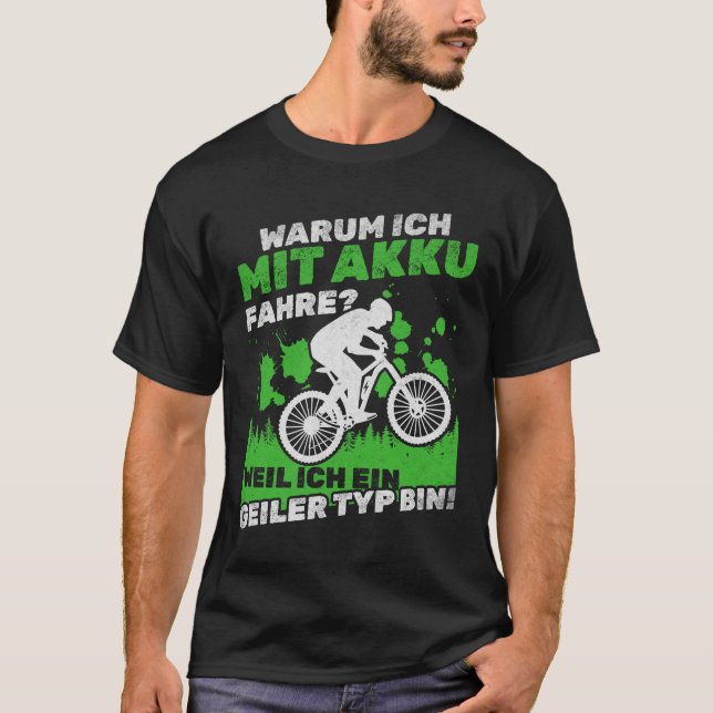 Camiseta E-Bicicleta Por Que Eu Conduzo Com Uma Bateria? Po (Frente)
