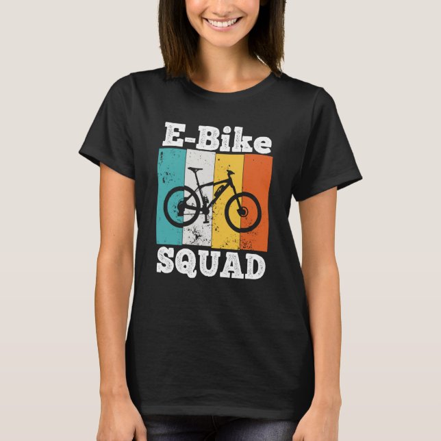 Camiseta E Bike Squad EBike Team E Biking Retro E Bike (Frente)