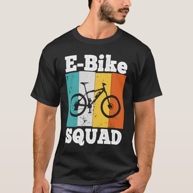 Camiseta E Bike Squad  EBike Team E Biking Retro E Bike (Frente)