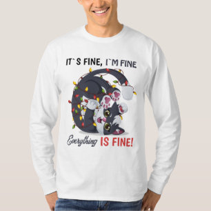 Camiseta É Bom, Estou Bem Gato Meme em Luzes de Natal