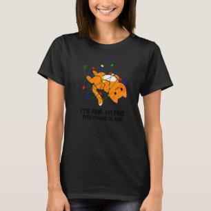 Camiseta É Bom Estou Bem Tudo Está Bem Gato Natal