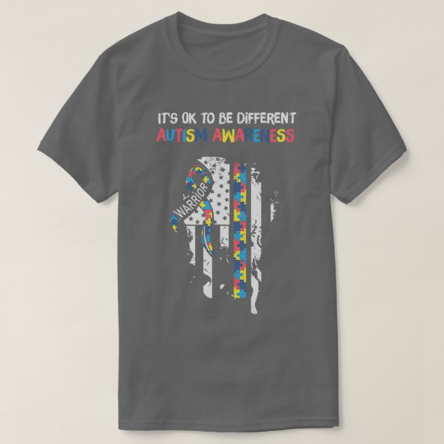 Camiseta É bom ser diferente a consciência do autismo (Frente do Design)