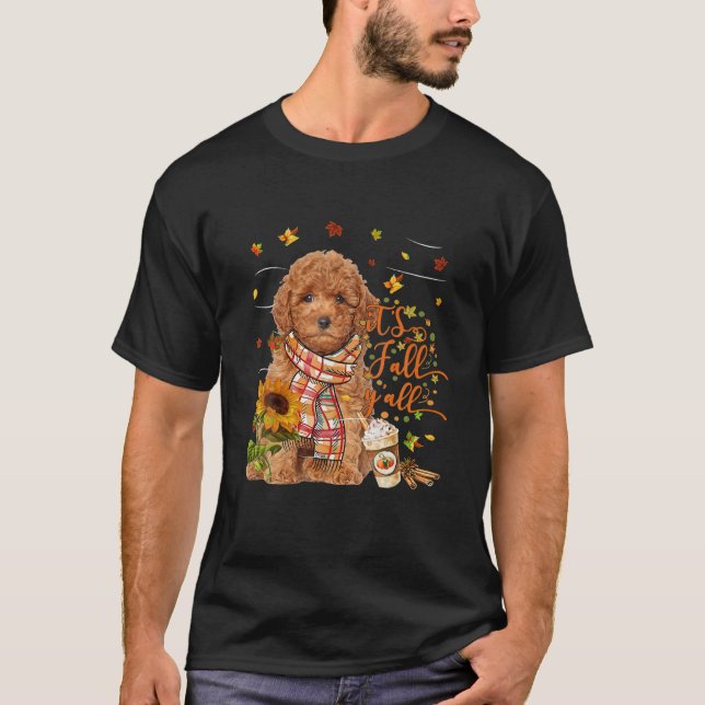 Camiseta É Cachorro de Poodle Miniatura Vermelha (Frente)