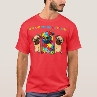 Camiseta é certo ser três pugs autismo conscientes