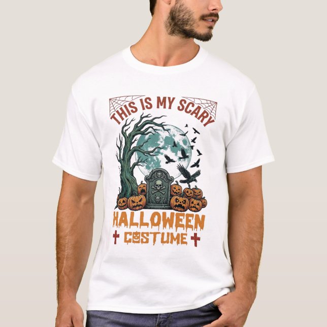 Camiseta É Custa de Halloween Assustadora Abóboras Luar (Frente)