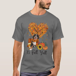 Camiseta É Dia de outono, Cachorro das Montanhas Bernesas