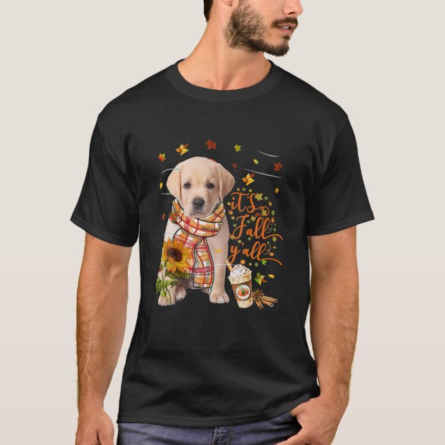 Camiseta É dia de outono, todos os cães de Goldador. (Frente)