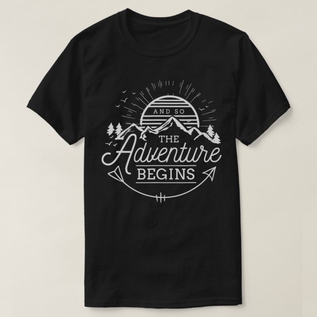 Camiseta E Então A Aventura Começa A Aventura Acampar (Frente do Design)
