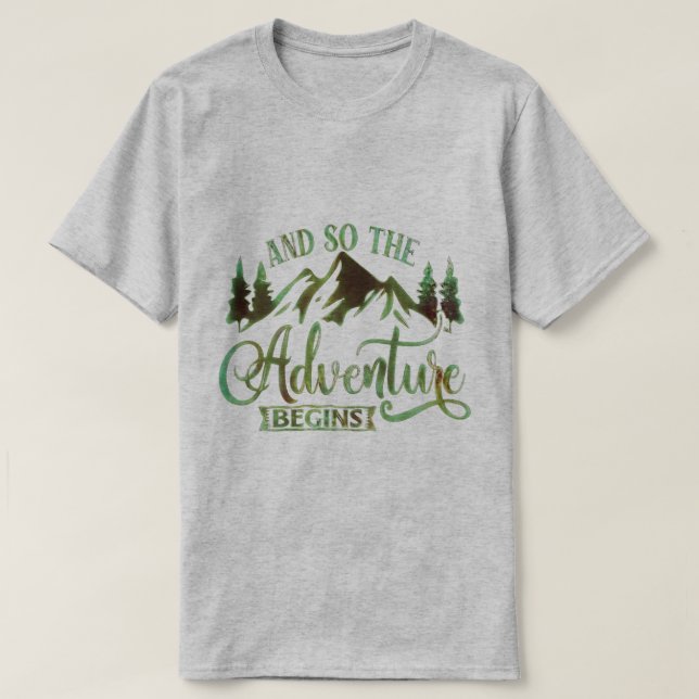 Camiseta E Então A Aventura Começa, Engraçado aventureiro (Frente do Design)