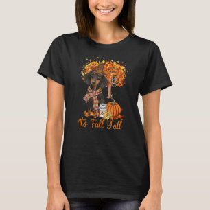 Camiseta É Fall Y'all Maple Dachshund Dog Leaf Fall Autu