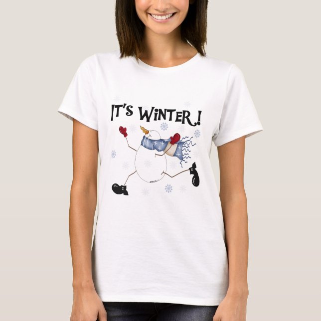 Camiseta É Feriados do Inverno Snowman (Frente)