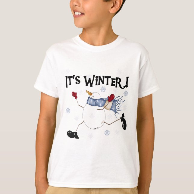 Camiseta É Feriados do Inverno Snowman (Frente)