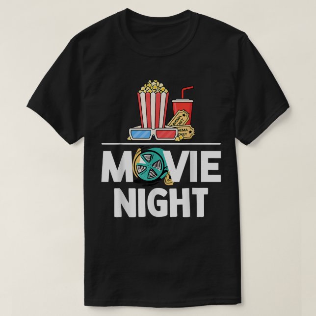 Camiseta É Filme Noite Engraçado Dançando Pipoca Quente D (Frente do Design)