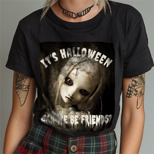 Camiseta É Halloween Podemos ser amigos? Boneca assombrada