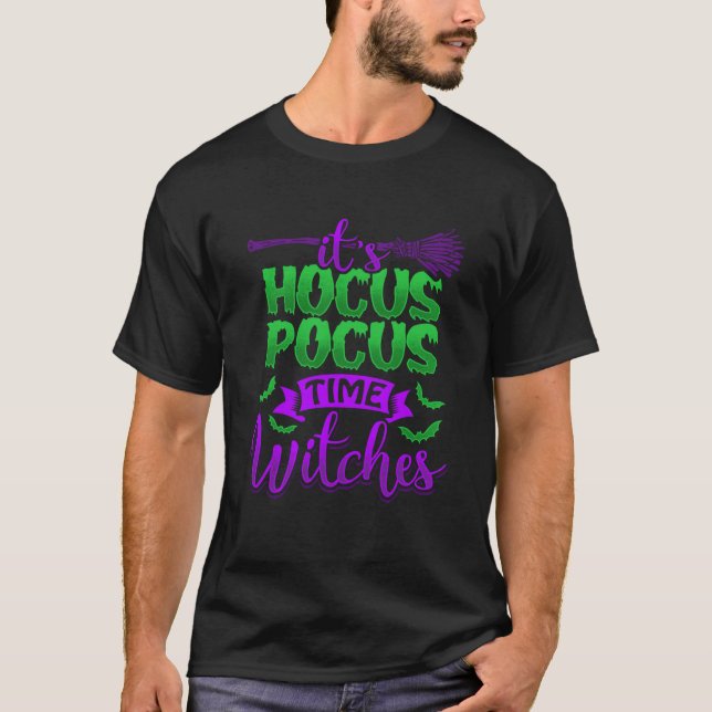 Camiseta É HOCUS POCUS TIME ASSISTIA Hallowee Engraçado (Frente)