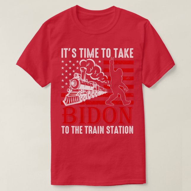 Camiseta É hora de levar Bidon para a estação de trem Bigfo (Frente do Design)