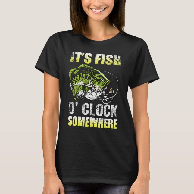 Camiseta É hora do peixe em algum lugar divertido pesca vin (Frente)