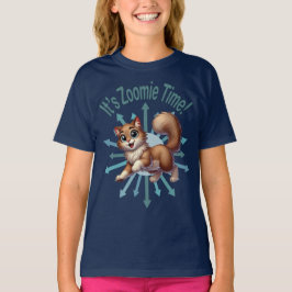 Camiseta É Hora do Zoom Cute Gato Marrom e Branco