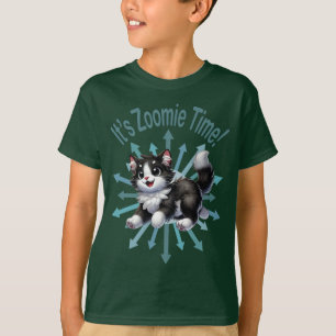 Camiseta É Hora do Zoom Cute Gato Preto e Branco