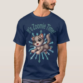 Camiseta É hora do Zoomie Gato Cinza e Branco Fofo