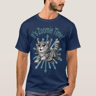 Camiseta É hora do Zoomie Gato Malhado Cinza